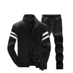 (veste + pantalon) survtement homme 2 pices ensemble  manches longues jogging sport - noir