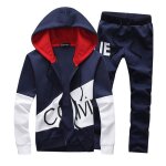(veste et pantalon) survtement homme ensemble blouson sweat shirt jogging manteau bk038a bleu