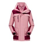 Veste parka impermable hiver femme  capuche 3 en 1 doubl polaire - rose