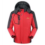 Veste parka impermable hiver homme  capuche casual veste en polaire de sport - rouge