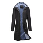 Veste de pluie longue femme  capuche coupe - vent impermable extrieur lger couleur unie - taille ...