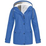 Veste de pluie solide pour femmes impermable coupe - vent  capuche - remycoo - bleu