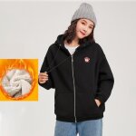 Veste polaire  capuche zippe pour femme - vitata - sweat chaud dhiver - noir - confortable et thermique ...