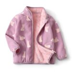 Veste polaire enfant fille imprim� col montant chaude hiver doux confort - rose violet