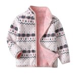 Veste polaire enfant fille insfity - imprim - col montant - chaude hiver doux confort - blanc