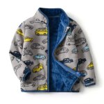 Veste polaire enfant gar�on imprim� - marque - col montant - chaude hiver doux confort - bleu jaune