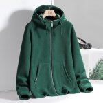 Veste polaire femme - marque -  capuche hiver chaude zippee - vert - randonne - alpinisme