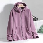 Veste polaire femme - marque -  capuche hiver chaude zippee - violet - randonne alpinisme - manches ...