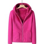Veste polaire femme � capuche pour randonn�e - rouge - respirante - manches longues