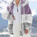 Veste polaire femme hiver chaude sweats manteau  capuche pais hooded manche longue bg violet
