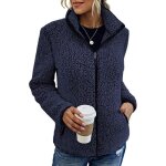 Veste polaire femme - outwear - manches longues - col montant - bleu fonce - gris - multisport Veste polaire femme - outwear - manches longues - col montant - bleu fonce - gris - multisport