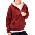 Veste polaire femme - rouge - manches longues - ski - doublure polaire - fermeture zipp�e � capuche