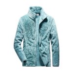 Veste polaire femme pour sports dhiver - col montant - couleur unie bleue - manches longues