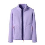 Veste polaire hiver femme - insfity - col montant - r�versible - couleur unie - violet clair