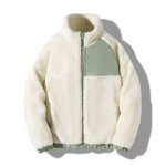 Veste polaire homme bicolore chaude hiver grande taille col montant fermeture zippe - beige blanc - ...