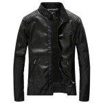 Veste polaire hommes moto hiver chaud pu cuir de �paississant coupe - vent xd580b noir