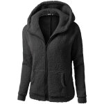 Veste polaire zippe  capuche pour femme - noir - manches longues - sports dhiver - respirant - montagne ...