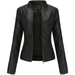 Veste pu cuir femme de marque luxe uni en slim veste femmes moto vtements xha60 noir