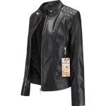 Veste en pu cuir pour femmes - mobigarlan - grande taille - noir - vêtements moto - fbc80 Veste en pu cuir pour femmes - mobigarlan - grande taille - noir - vêtements moto - fbc80