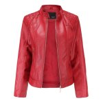 Veste pu cuir femmes uni - mobigarlan - blouson femmes moto fit grande vtements - fbc80aa - rouge