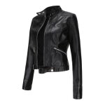 Veste en cuir pour femme - mobigarlan - xh296 - noir - slim -  capuche - moto