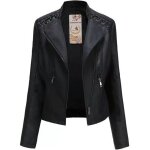 Veste en cuir pour femmes - mobigarlan - slim fit - grande taille - noir - fbc79