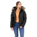 Veste puffer bomber  capuche everest superdry - noir - femme
