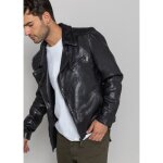 Veste en cuir redskins scooty wonder - homme - noir - coupe cintre - confort exceptionnel