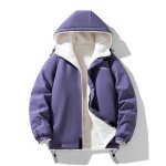 Veste rversible homme hiver chaude polaire avec capuche casual veste zippee epaisse couleur unie automne ...