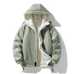 Veste rversible homme hiver chaude polaire avec capuche casual veste zippee epaisse couleur unie automne ...