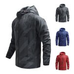 Veste de running homme à capuche en maille légère et séchage rapide - gris foncé Veste de running homme à capuche en maille légère et séchage rapide - gris foncé