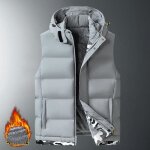 Veste sans manche homme a capuche double poalire chaude grande taille camouflage - gris Veste sans manche homme a capuche double poalire chaude grande taille camouflage - gris