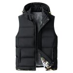 Veste sans manche homme a capuche double poalire chaude grande taille camouflage - noir Veste sans manche homme a capuche double poalire chaude grande taille camouflage - noir