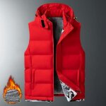Veste sans manche homme a capuche double poalire chaude grande taille camouflage - rouge Veste sans manche homme a capuche double poalire chaude grande taille camouflage - rouge