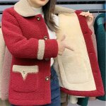 Veste sherpa femme plus manteau femme polaire - remycoo - rouge