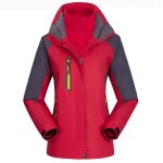 Veste de ski femme 3 en 1 polaire avec capuche imperméable coupe - vent - rouge Veste de ski femme 3 en 1 polaire avec capuche imperméable coupe - vent - rouge
