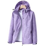 Veste de ski femme softshell camouflage léger avec capuche coupe - vent - violet Veste de ski femme softshell camouflage léger avec capuche coupe - vent - violet