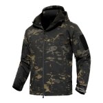 Veste softshell homme impermable chaude polaire coupe - vent - camping - noir camouflage