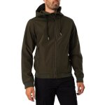 Veste softshell - jack & jones - homme - vert - capuche  cordon - poches zippes - doublure polaire