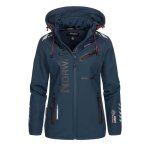 Veste softshell marine femme geographical norway reine - manches longues - avec capuche - 100% polyester ...