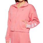 Veste de survêtement adidas pour femme - rose / blanc - manches longues - coupe standard Veste de survêtement adidas pour femme - rose / blanc - manches longues - coupe standard