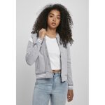 Veste teddy college en coton pour femme - urban classics - gris - coupe ajustée et légère Veste teddy college en coton pour femme - urban classics - gris - coupe ajustée et légère