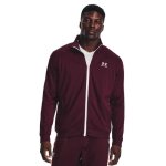Veste en tricot sportstyle sweatshirt homme - under armour - bordeaux fonc - blanc - col roul - manches ...