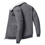 Veste en velours ctel homme doubl polaire epais chaud col rabattu casual gris