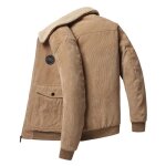 Veste en velours ctel homme doubl polaire epais chaud col rabattu casual kaki