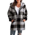 Veste zipp pour femme sweats capuche manteau  veste  carreaux grande taille mode hiver outerwear ample ...