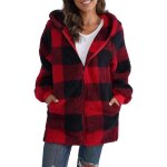 Veste zippé pour femme sweats capuche manteau à veste à carreaux grande taille mode hiver outerwear ample ... Veste zippé pour femme sweats capuche manteau à veste à carreaux grande taille mode hiver outerwear ample ...
