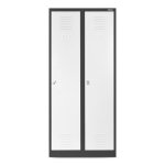 Vestiaire armoire metallique 2b1a casier 2 compartiments maunte en poudre anthracite - blanc