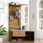 Vestiaire dentre - redom - 10439190 cm - chne - avec banc miroir tiroir patre