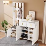 Vestiaire dentrée - okwish - avec banc à chaussures - coussin crochets - meuble à chaussures - 2 tiroirs ... Vestiaire dentrée - okwish - avec banc à chaussures - coussin crochets - meuble à chaussures - 2 tiroirs ...